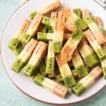 strawberry matcha shortbread fingers on plate