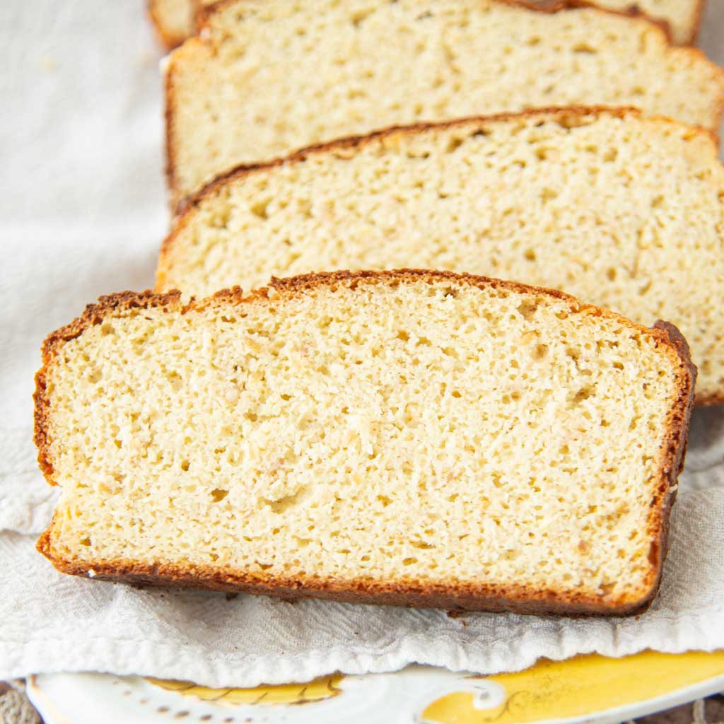 keto cottage cheese bread sliced on plate