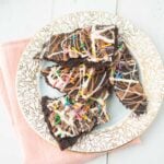 closeup of pieces of cookie bark on plate