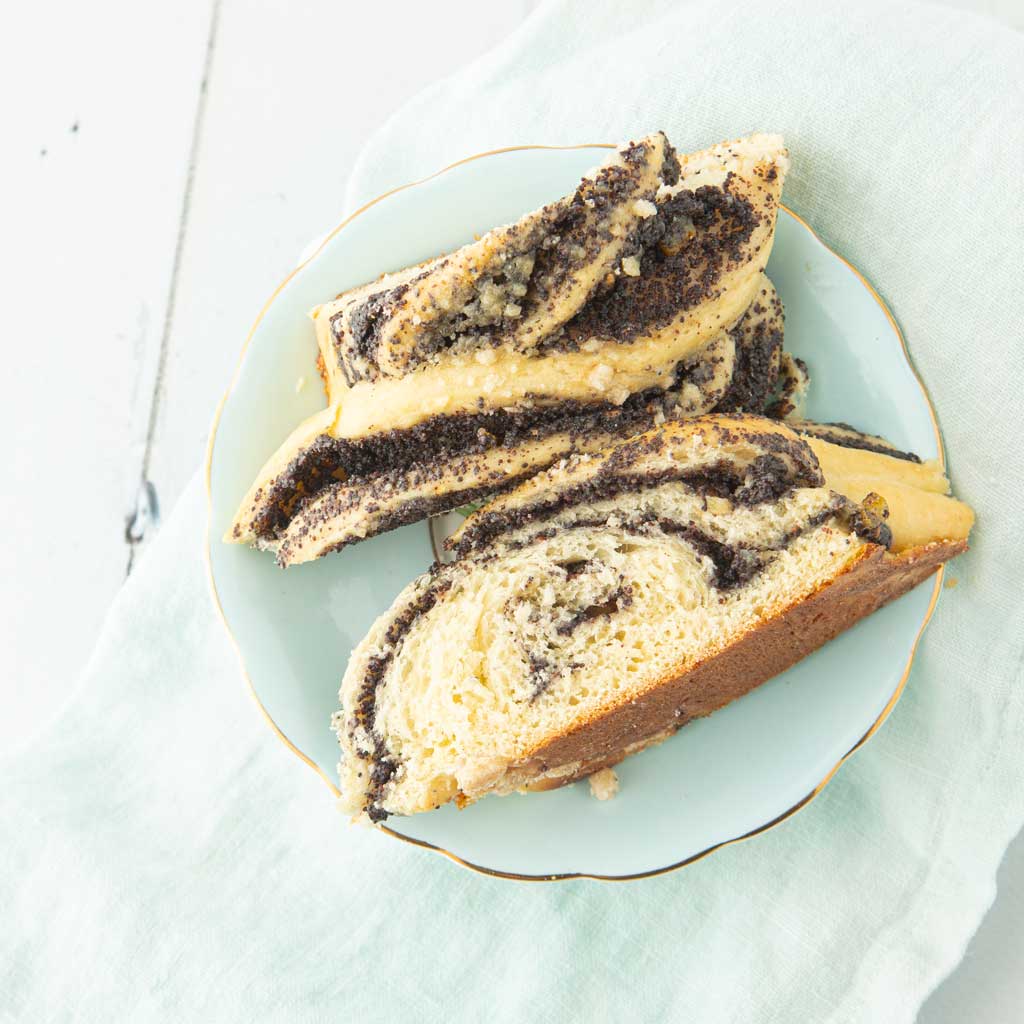 slices of poppy seed babka