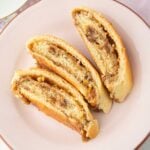 yeasted strudel slices on plate