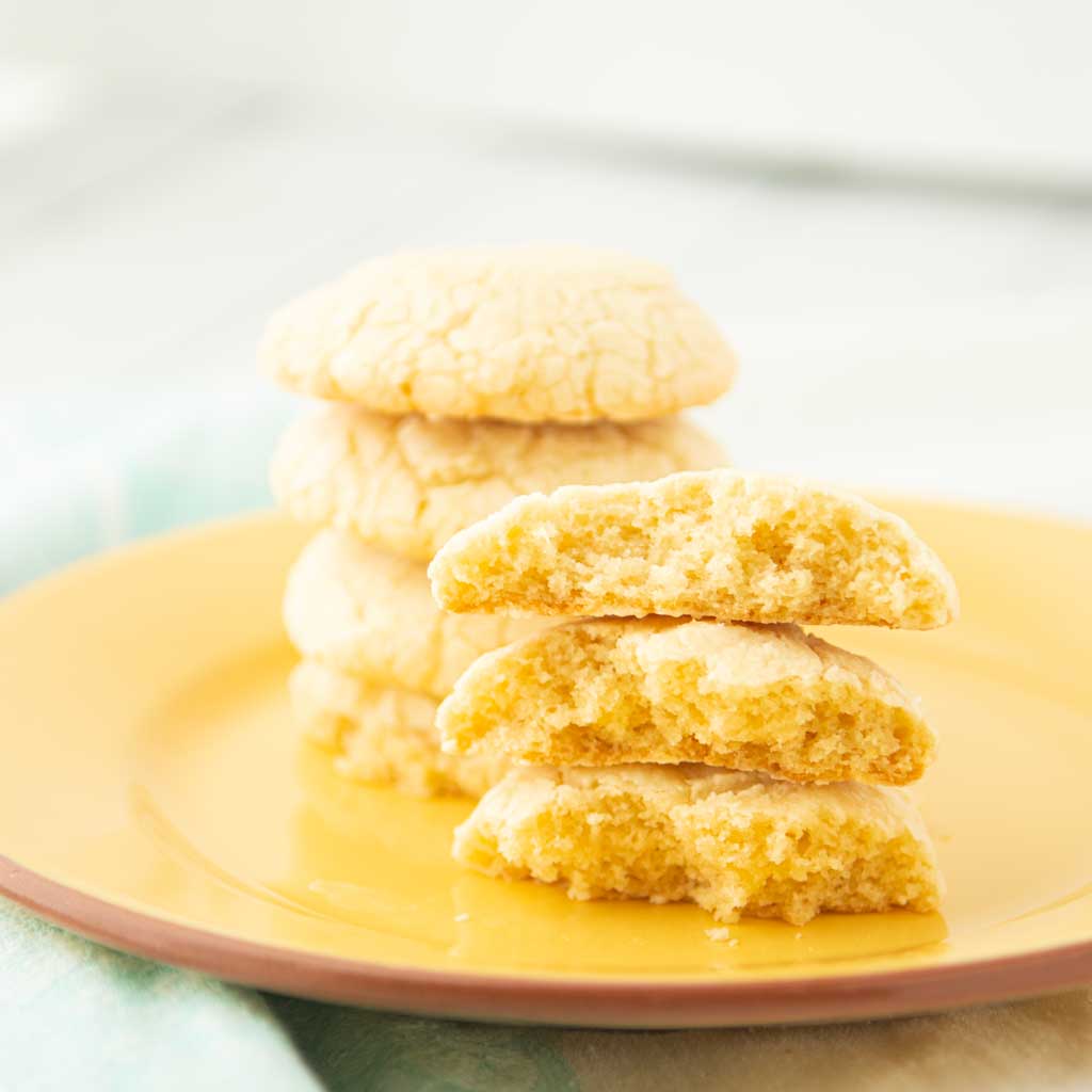 stacks of lemon crinkle cookies