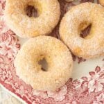 closeup of baked cinnamon sugar donuts