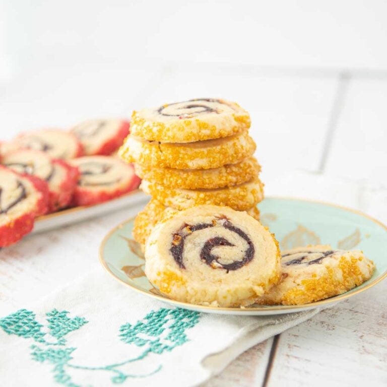 cranberry swirl cookies on plates