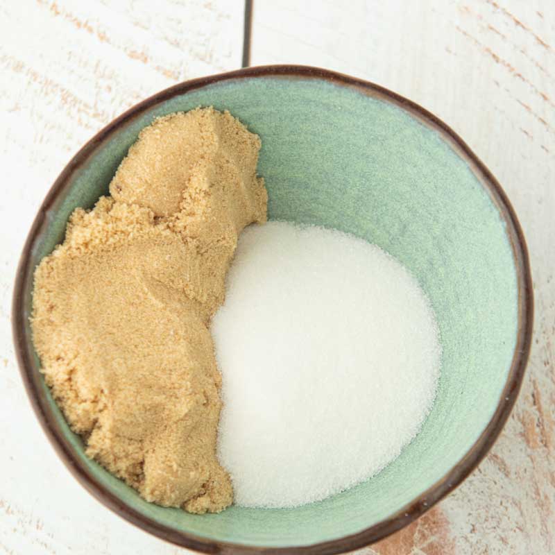 white and brown sugar