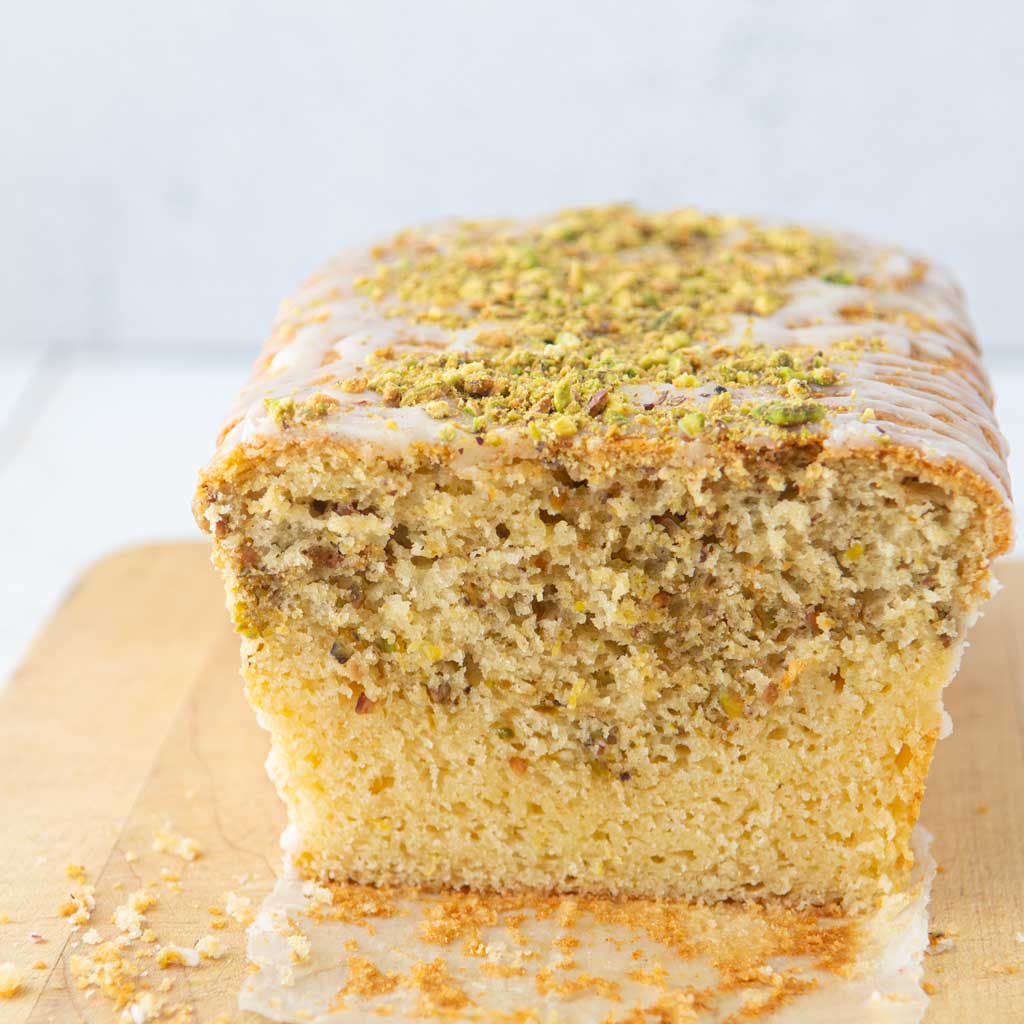 cross section of pistachio lemon bread