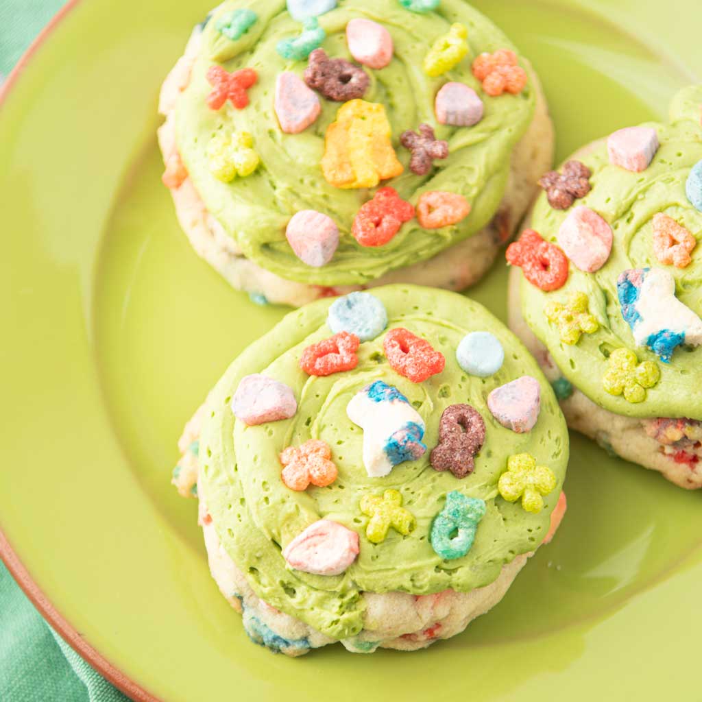 lucky charms cookies on plate