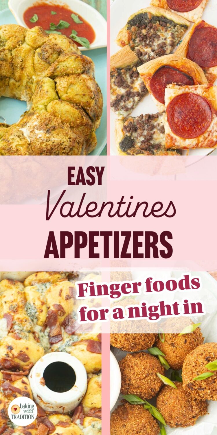 bacon monkey bread, pesto monkey bread, puff pastry pizza, hushpuppies, text overlay