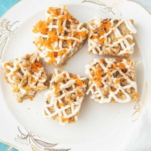 plate of carrot cake blondies