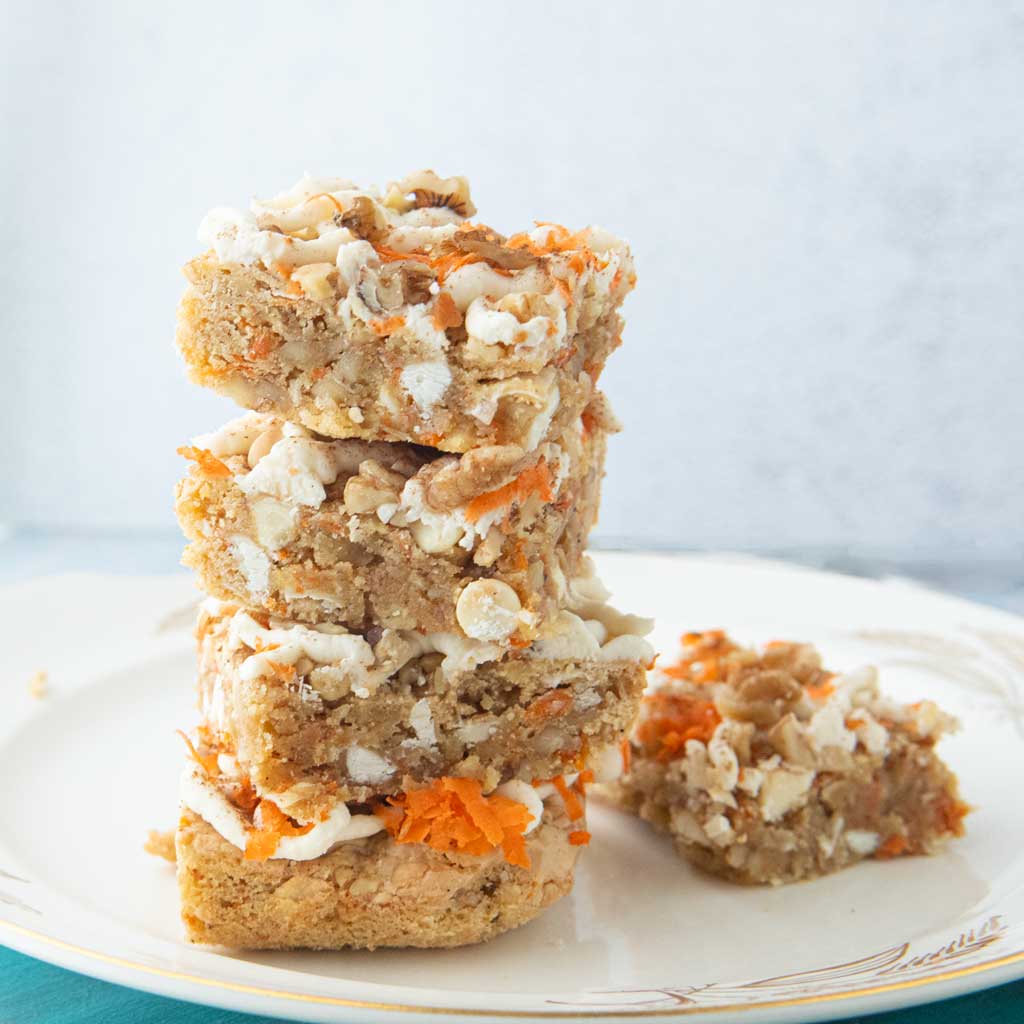 stack of carrot cake blondies