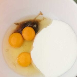 eggs and sugar in bowl