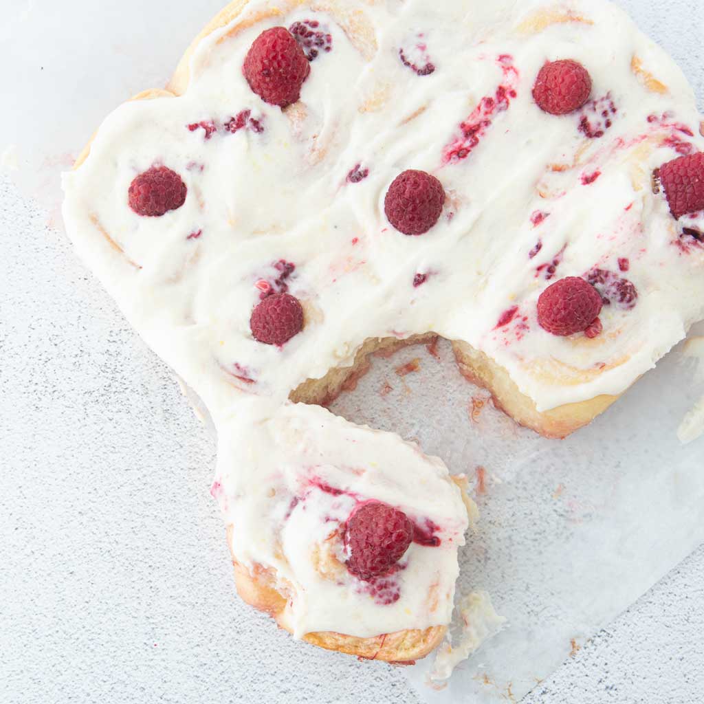 frosted lemon raspberry rolls