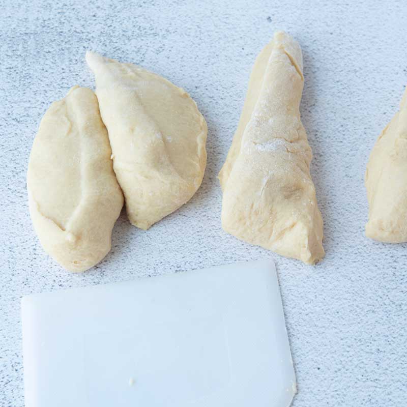 dividing dough into pieces
