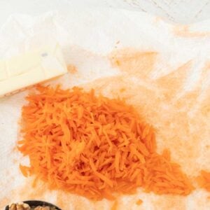 carrot shreds on paper towel