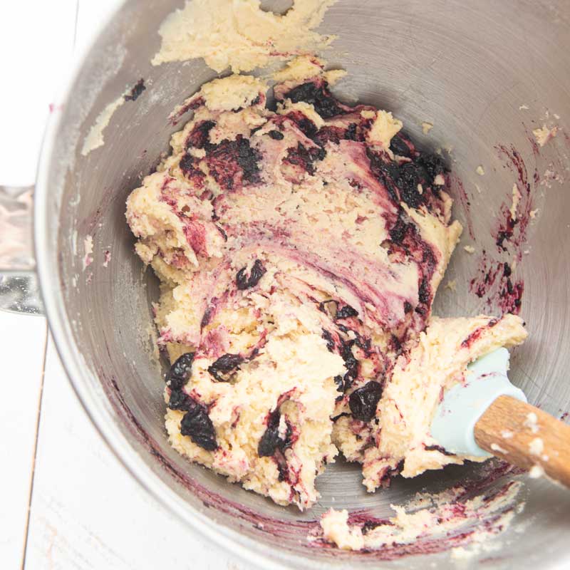 folding jam into lemon cookie dough