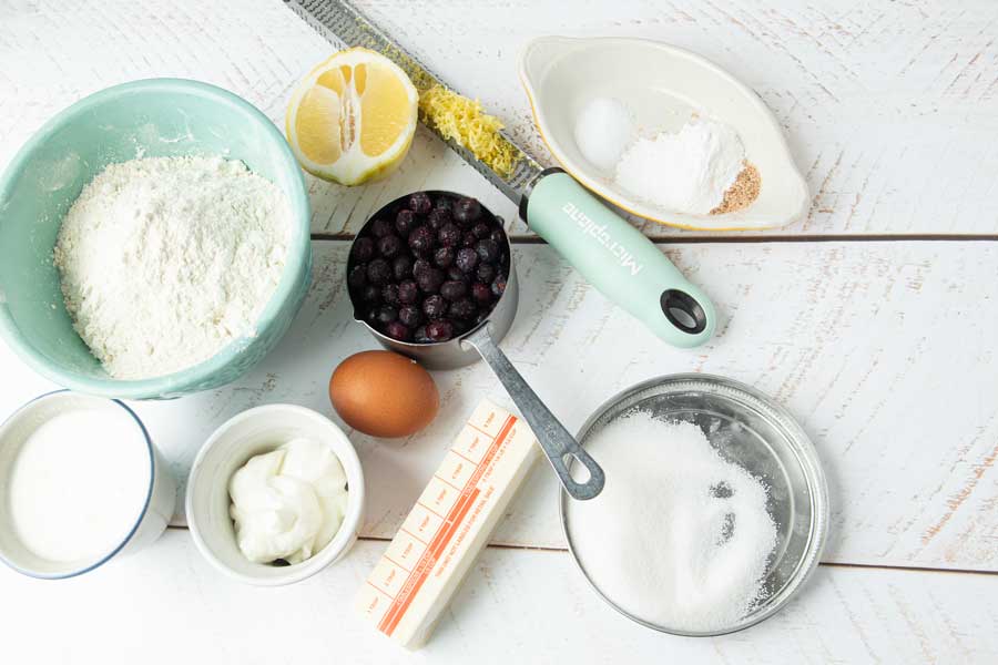 ingredients for lemon blueberry donuts