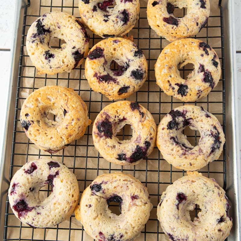 lemon blueberry donuts before glazing