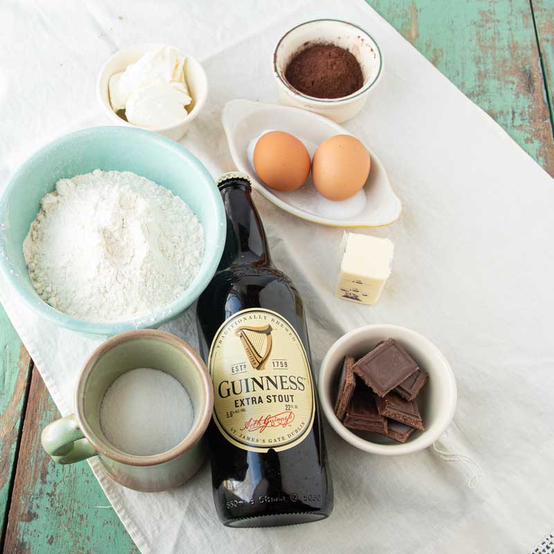 ingredients for guiness chocolate cupcakes