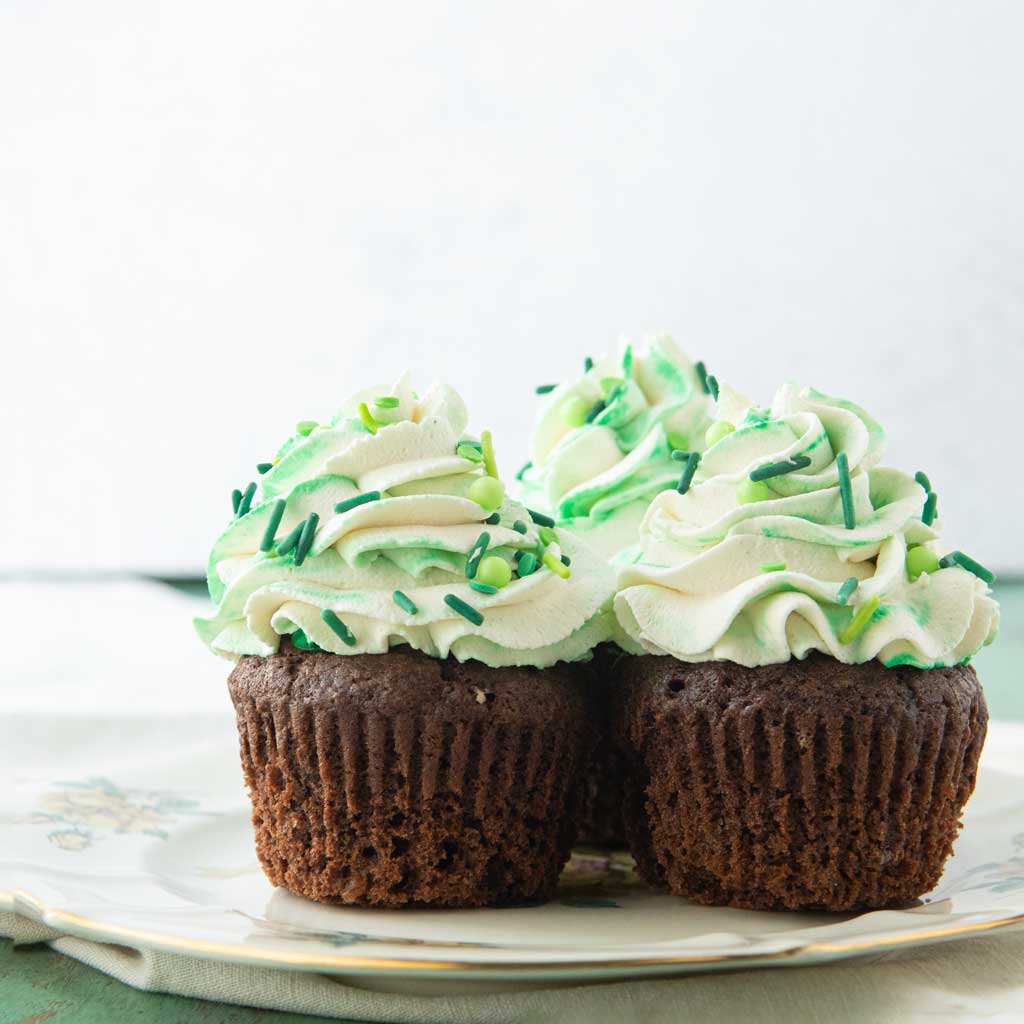 guinness chocolate cupcakes on plate