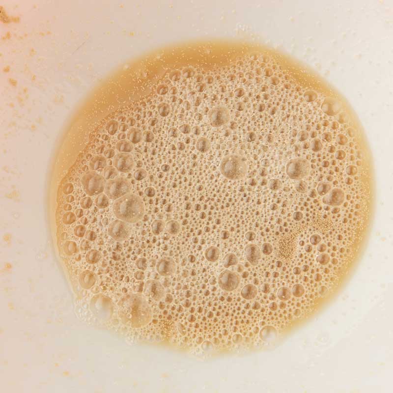 yeast, honey and water in a bowl