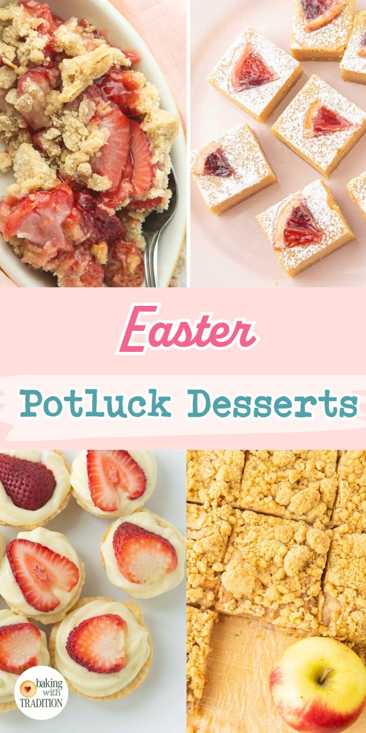 orange bars, strawberry cream tarts, apple crumble bars, strawberry crisp, text overlay