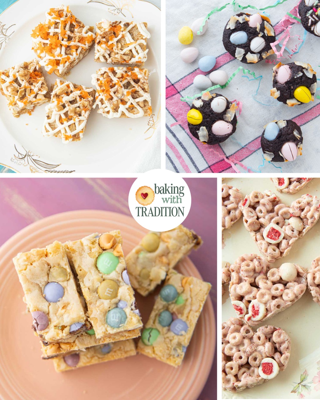 strawberry cereal treats, Easter blondies, carrot cake blondies, Easter brownies