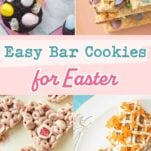 strawberry cereal treats, Easter blondies, carrot cake blondies, Easter brownies, text overlay
