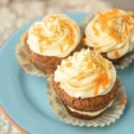 closeup of carrot cupcakes