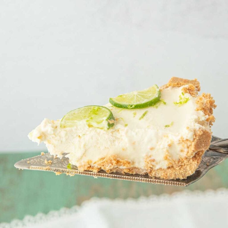 key lime pie piece on pie server
