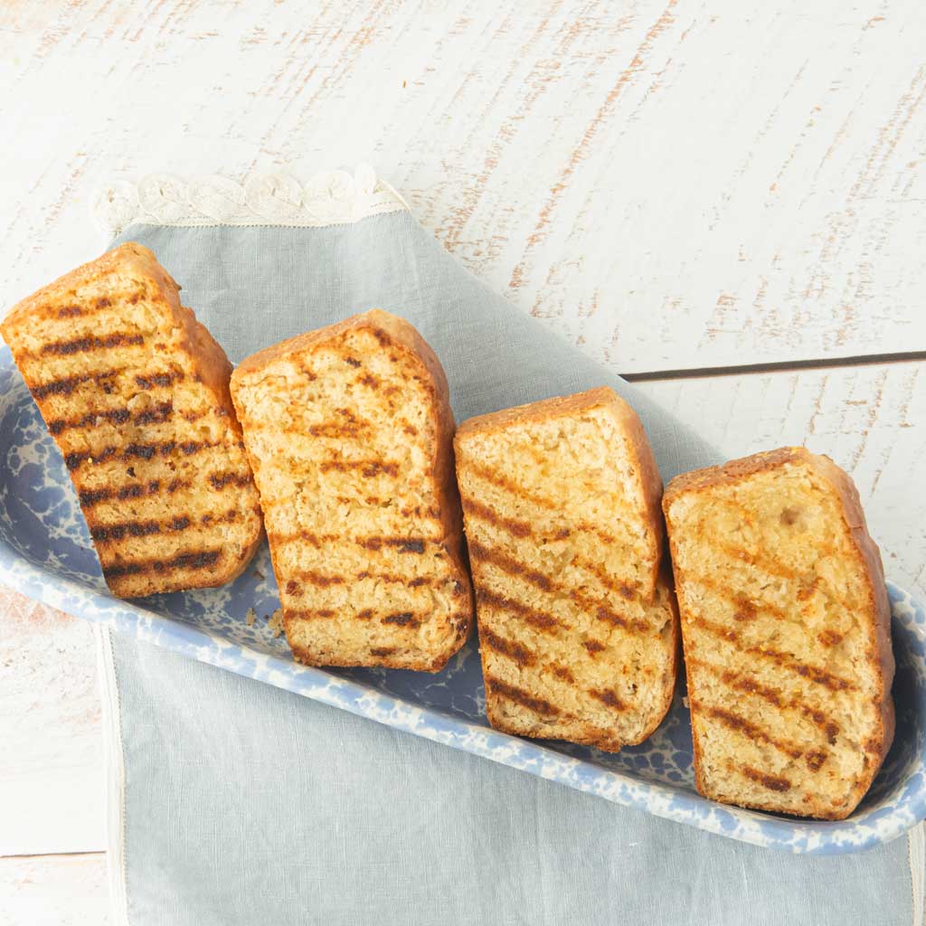 griddled slices of Texas toast in dish