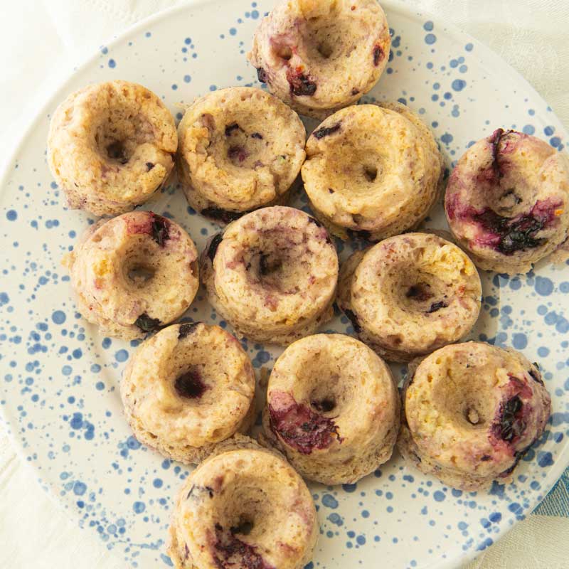 blueberry mini donuts after baking