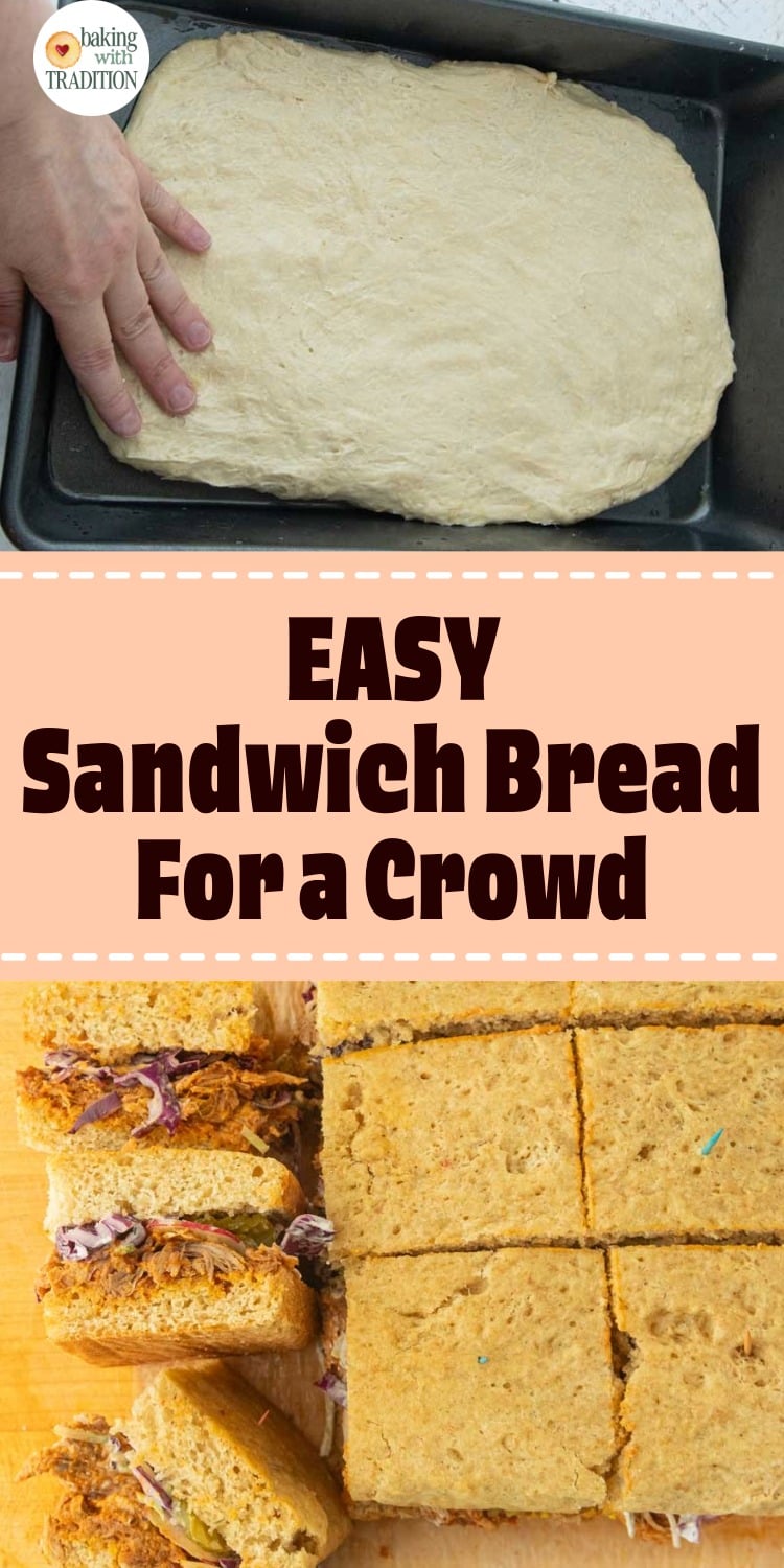 pressing dough into pan, sheet pan bread cut into slider sandwiches
