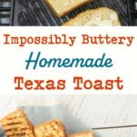 buttered bread on grill pan, text overlay