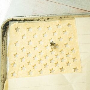 cutting stars on pastry dough
