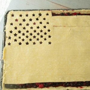 American flag top crust on top of pie