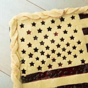 closeup of braided edge of slab pie