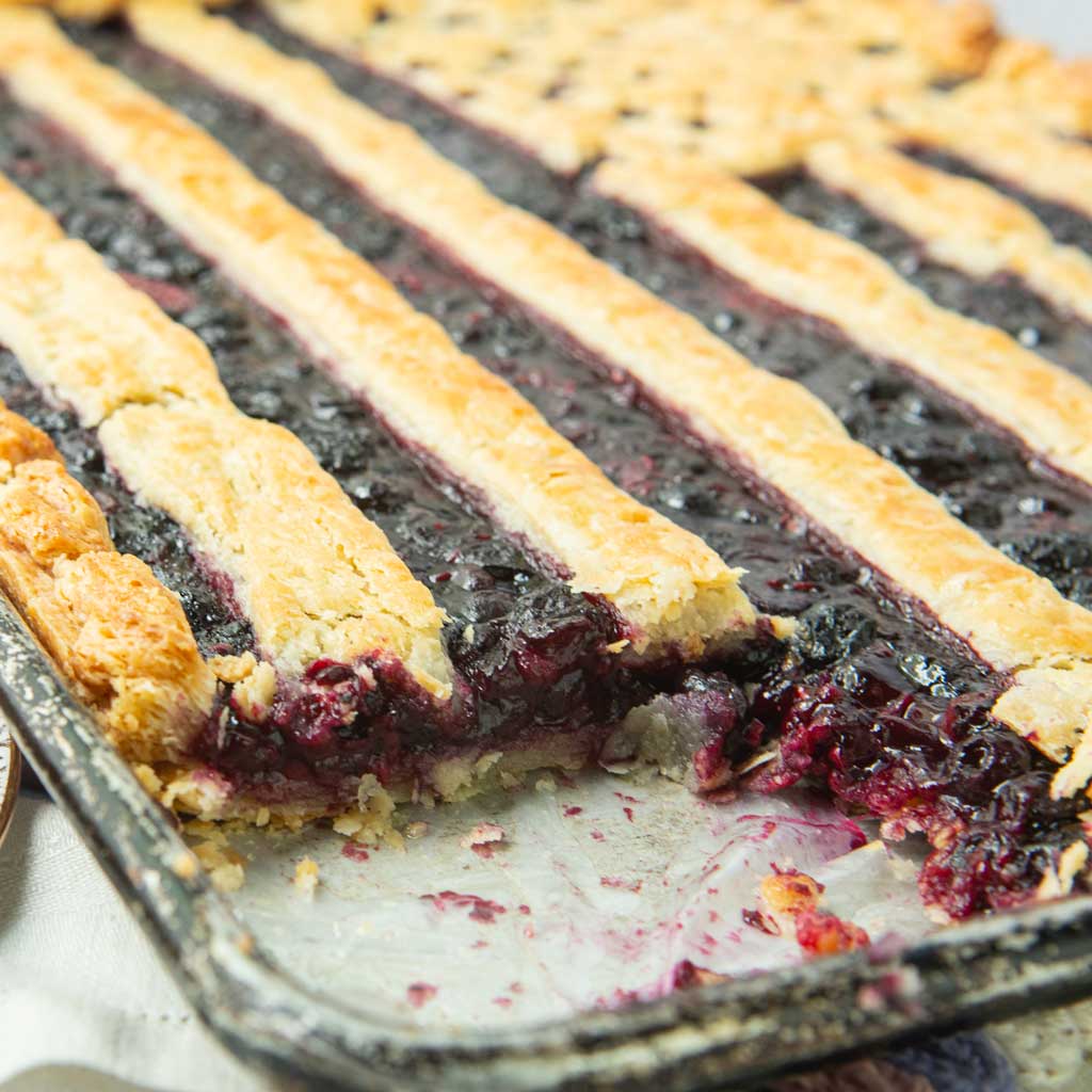 closeup of inside of berry slab pie
