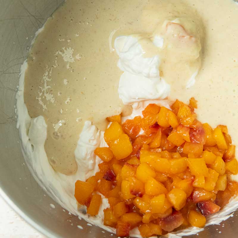 sauteed peaches and sweetened condensed milk over cream