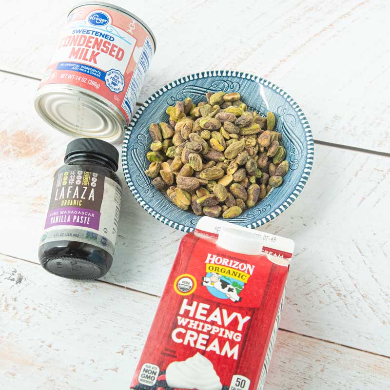 ingredients for pistachio ice cream