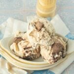 scoops of peanut butter cup ice cream in dishes
