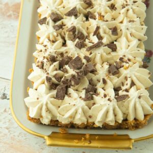 closeup of banoffee tart on plate