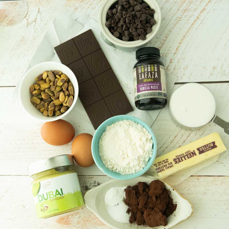 ingredients for pistachio brownies
