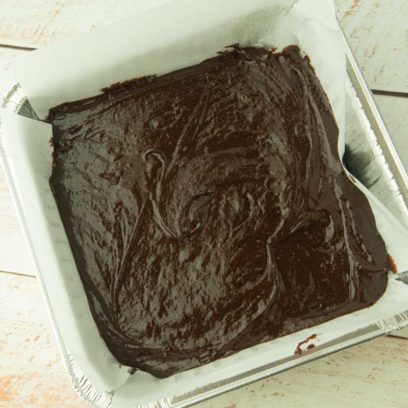 brownie batter in pan