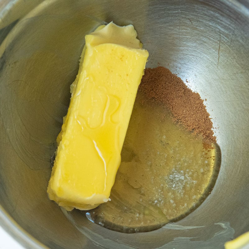 butter, honey, cinnamon, and salt in bowl