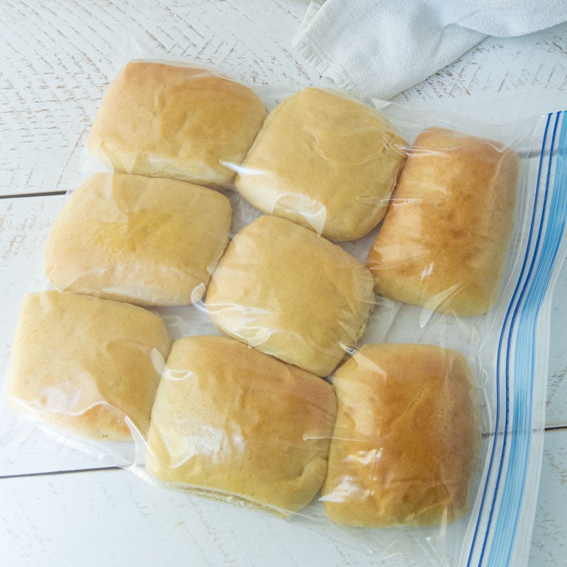 homemade texas roadhouse rolls in ziploc for freezing