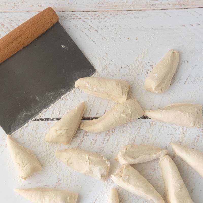 dividing dough for pull apart bread