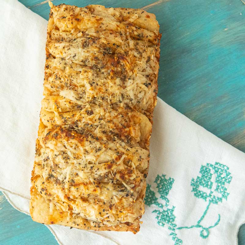 baked loaf of pull apart garlic bread