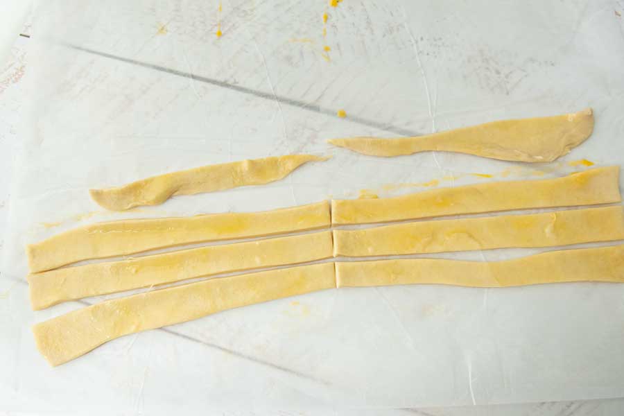 strips cut from puff pastry