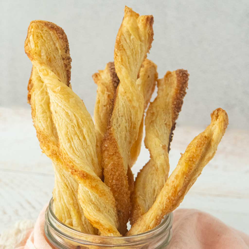 puff pastry cinnamon twists in jar